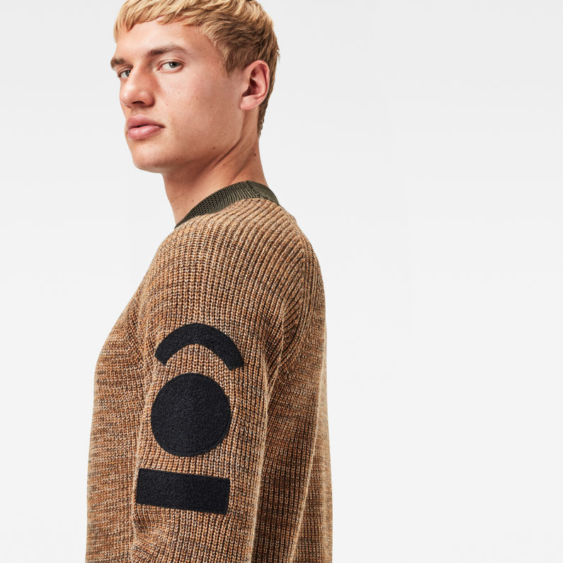 G-STAR® Army Mock Knitted Sweater Brown detail shot