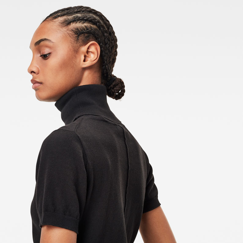 G-Star RAW® Core Turtle Neck Slim Knitted Sweater Black detail shot