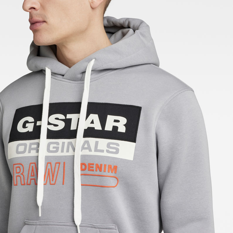 G-Star RAW® Kleur Block Originals Hoodie Grijs detail shot