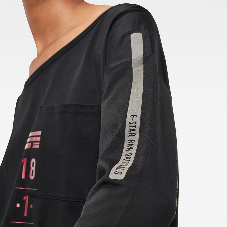 G-Star RAW® Small Graphic Vim Loose Top Schwarz detail shot