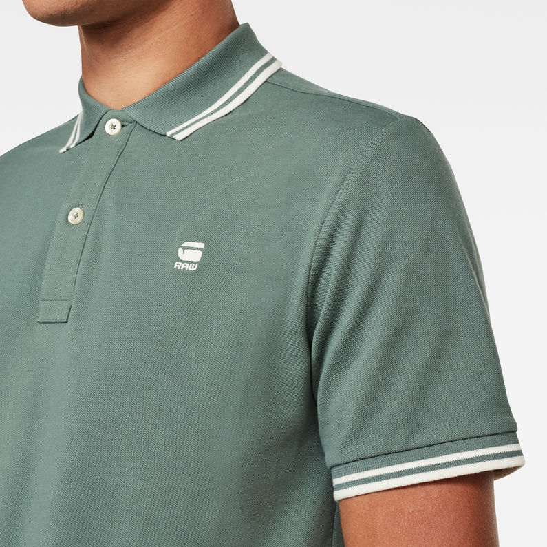 G-STAR® Dunda Slim Stripe Polo Green detail shot