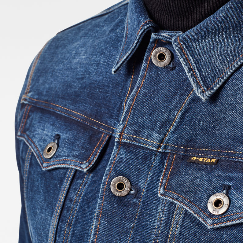 G-STAR® 3301 Slim Jacket Midden blauw detail shot