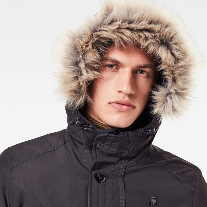 G-Star RAW® Vodan Padded Hooded Faux Fur Parka Black detail shot