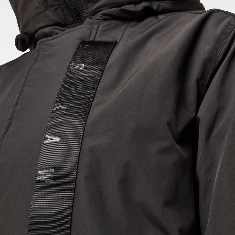 G-Star RAW® Hooded Padded Fishtail Parka Zwart detail shot