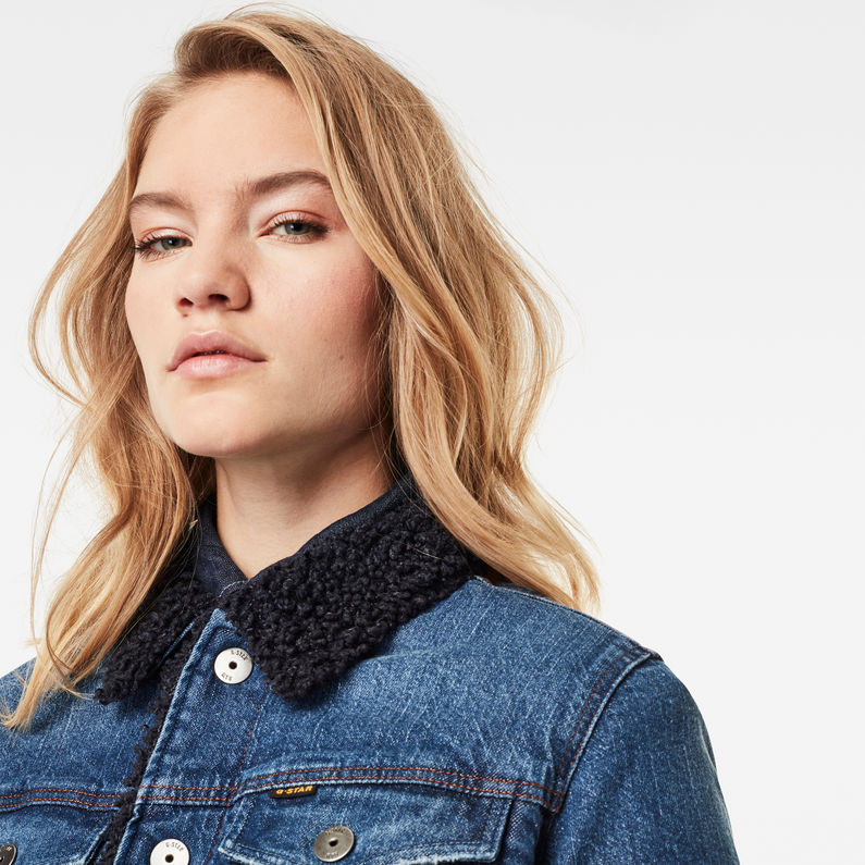 G-STAR® 3301 Slim Sherpa Jacket Medium blue detail shot