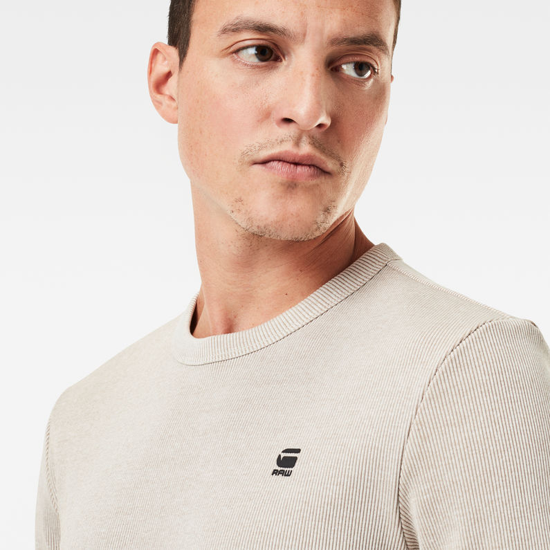 G-Star RAW® T-shirt Plated Rib Slim Ringer Beige detail shot