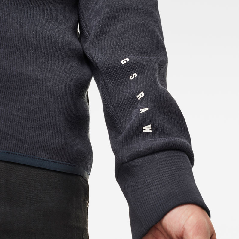 G-Star RAW® Plated Rib Half Zip Jirgi T-Shirt Bleu foncé detail shot