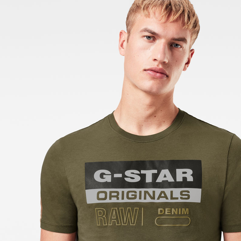 G-Star RAW® Originals Label Slim T-Shirt Green detail shot