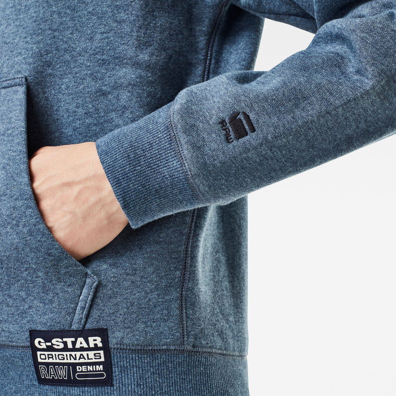 G-Star RAW® Premium Core Hoodie Met Rits Midden blauw detail shot