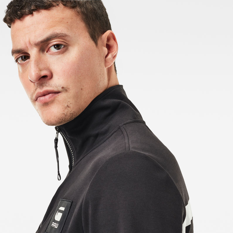 G-Star RAW® T-shirt Half Zip Track Tweeter Noir detail shot