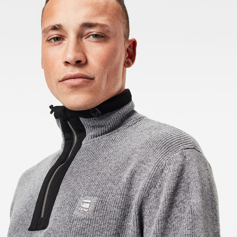 G-Star RAW® Pull en maille Utility Constructed Half Zip Gris detail shot