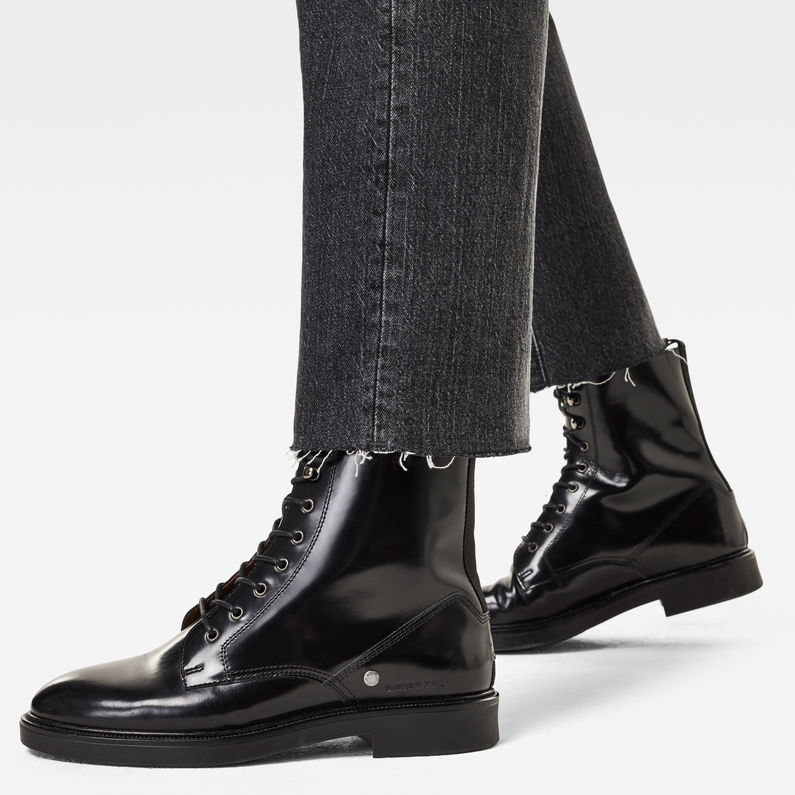G-Star RAW® Tedie Ultra High Straight Raw Edge Ankle Jeans Black