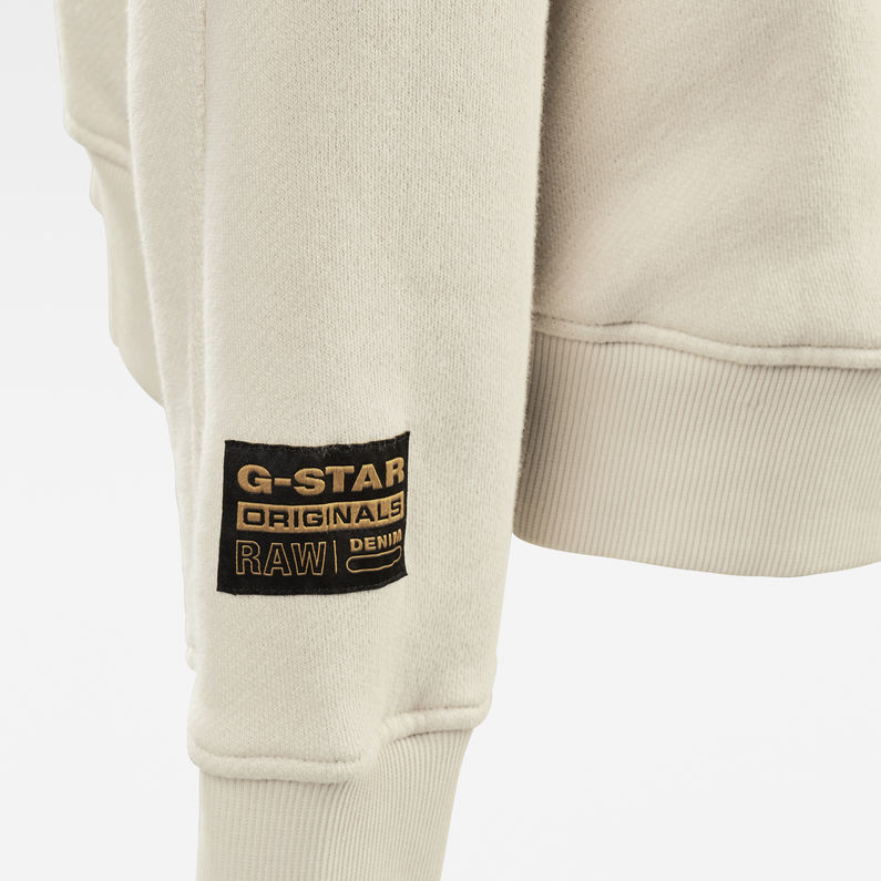 G-STAR® E Raglan Sleeve Cropped Sweatshirt Beige fabric shot