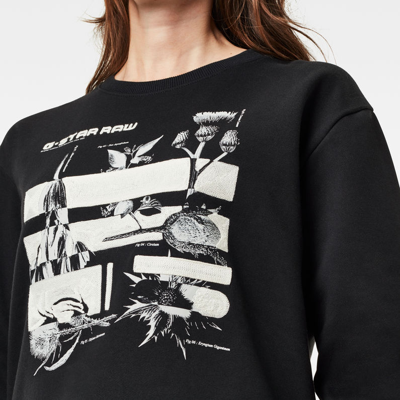 G-Star RAW® Graphic Thistle Xzyph Sweater Black detail shot
