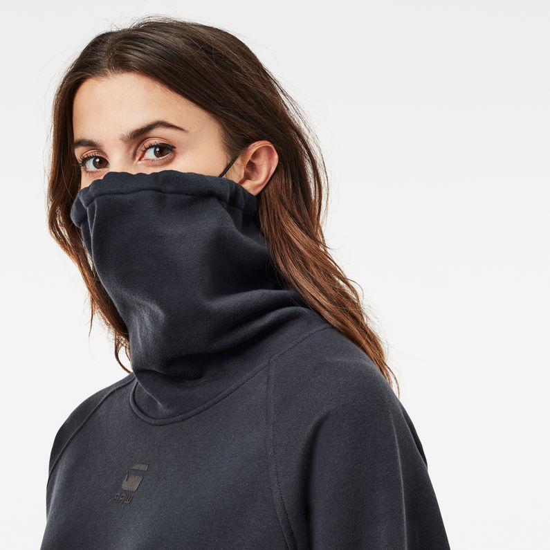G-Star RAW® Pull High Turtle Neck Loose Bleu foncé detail shot