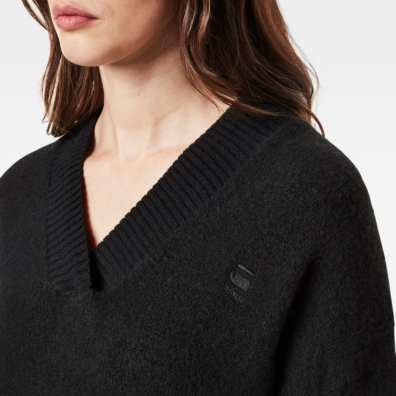G-Star RAW® Laviox V-Neck Loose Knitted Sweater Black detail shot