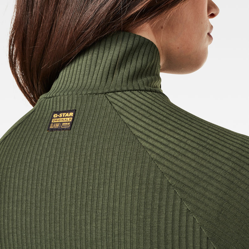 G-Star RAW® Haut Rib Mock Slim Vert detail shot