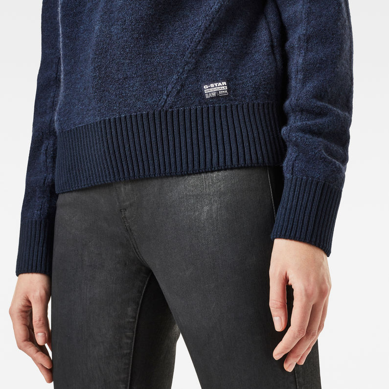 G-Star RAW® Pull Utility Cable Mock Knitted Bleu foncé detail shot