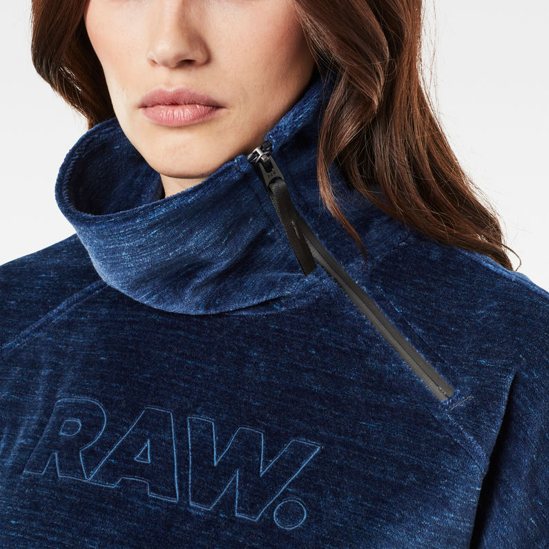 G-Star RAW® Pull Raw Dot Collar Zip Bleu foncé detail shot