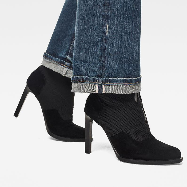 G-STAR® Tedie Ultra High Straight Turn Up Ankle Selvedge Jeans Midden blauw