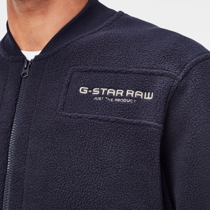 G-Star RAW® Pull Bomber Zip Bleu foncé detail shot