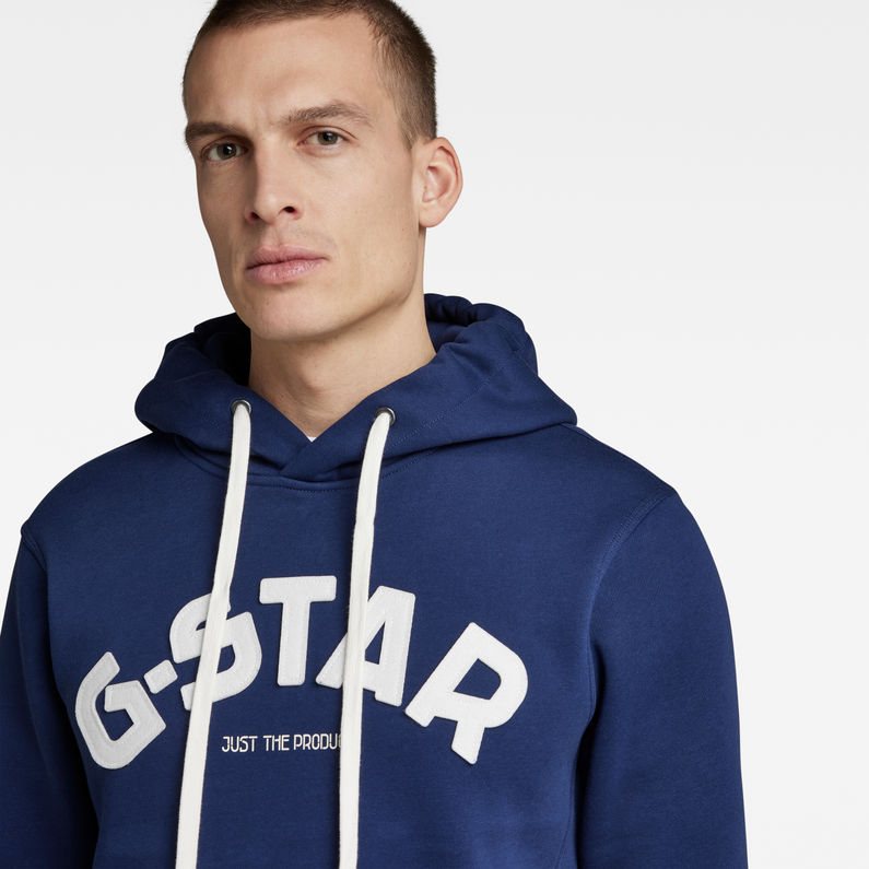 G-Star RAW® Sweat Varsity Felt Hooded Bleu foncé detail shot
