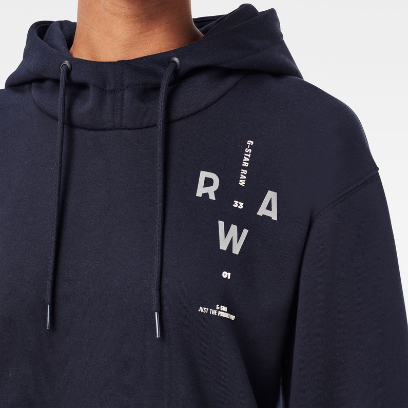 G-Star RAW® Graphic Hooded Sweater Donkerblauw detail shot