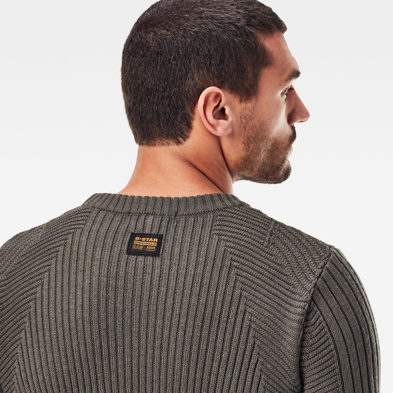 G-Star RAW® 3D Wool Biker Knitted Sweater Grey detail shot