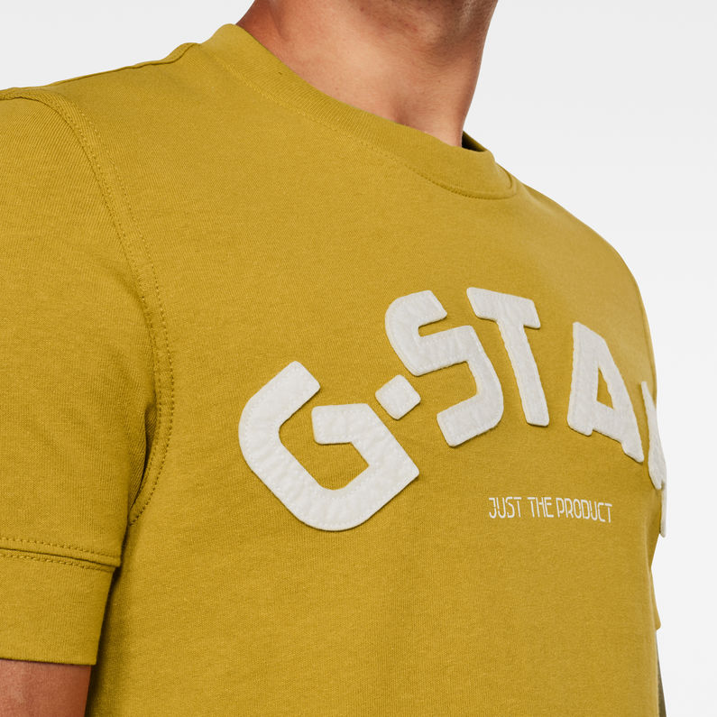 G-Star RAW® T-shirt Felt Applique Logo Slim Vert