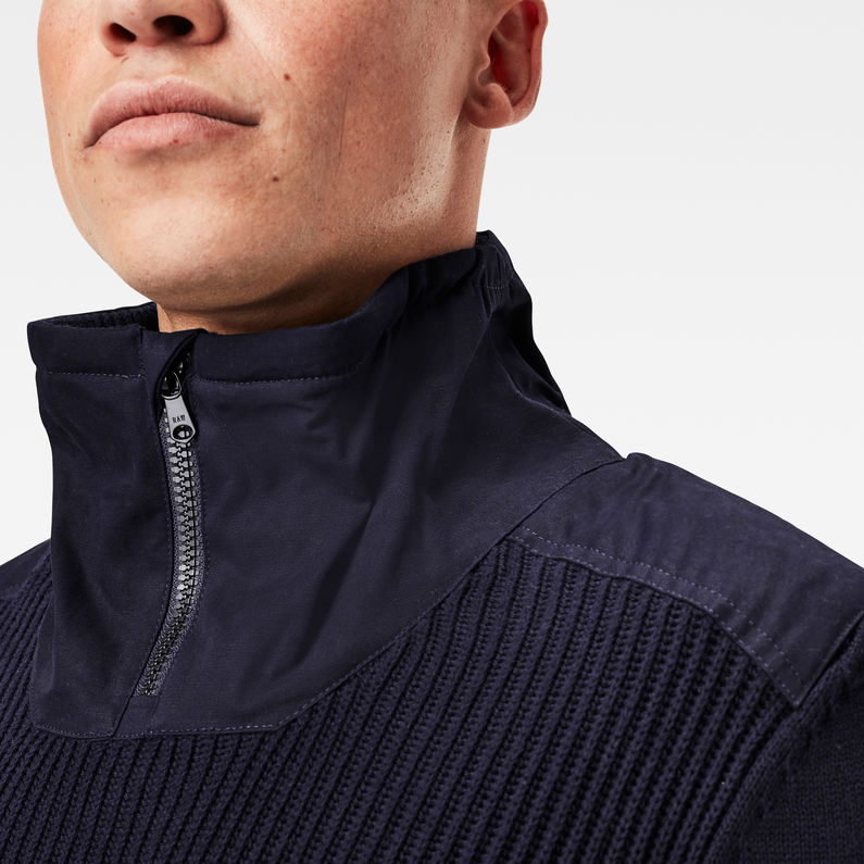 G-STAR® Dast Half Zip Knitted Sweater Dark blue detail shot
