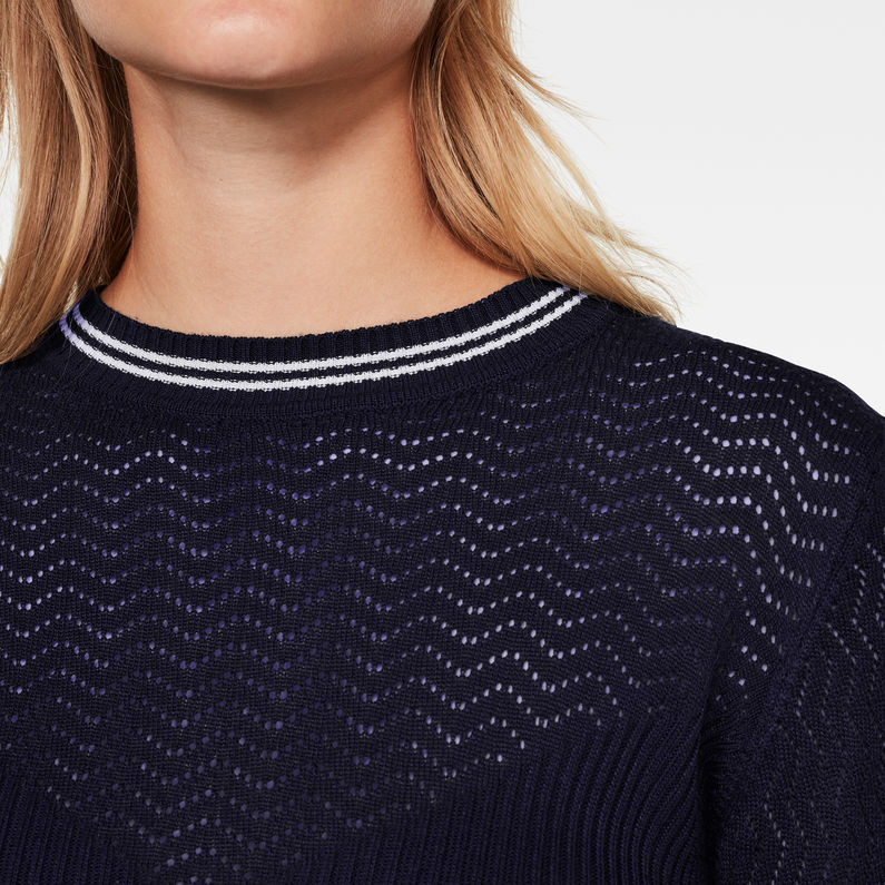 G-Star RAW® Pointelle Slim Knitted Sweater Dark blue detail shot