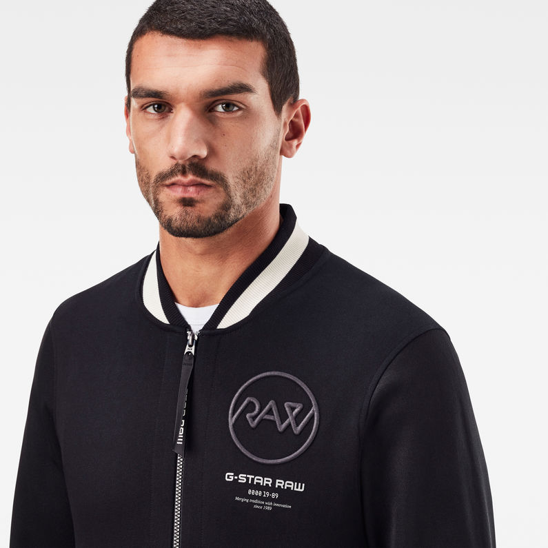 G-Star RAW® Baseball Zip Through Sweater Black detail shot