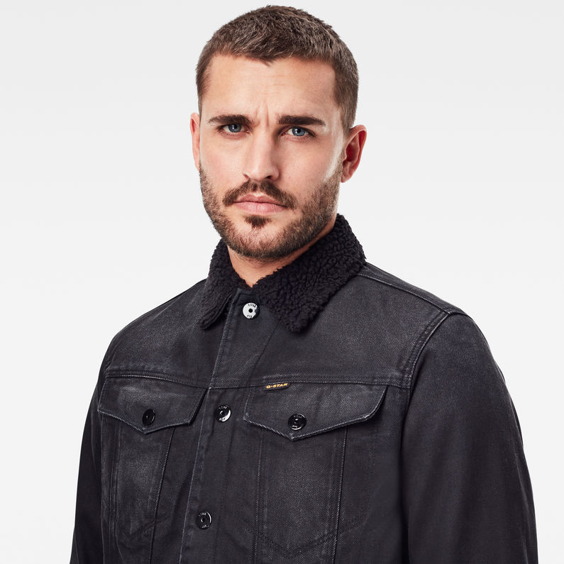 G-Star RAW® 3301 Slim Sherpa Jacke Schwarz detail shot