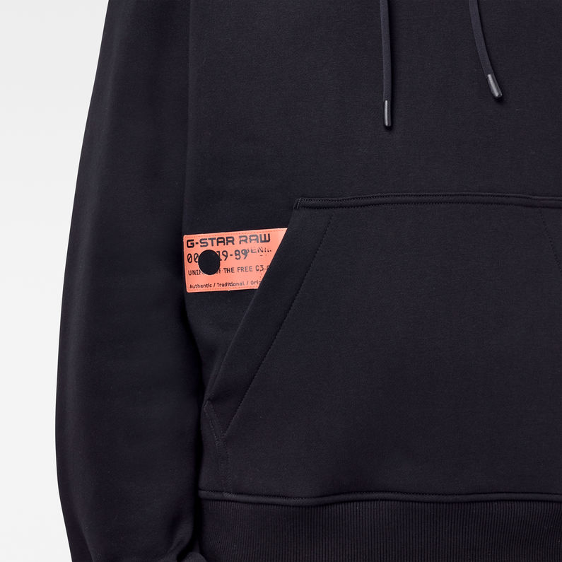 G-Star RAW® Contrast Hooded Sweater Black detail shot