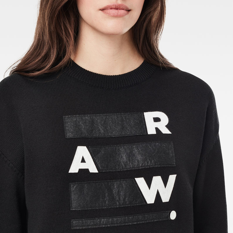 G-STAR® Raw Space Gr Boyfriend Knitted Sweater Black detail shot