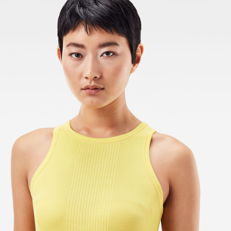 G-Star RAW® Engineered Rib Tanktop Yellow detail shot