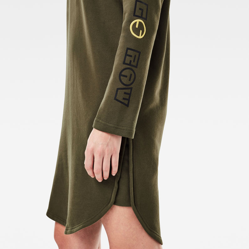 G-Star RAW® Sleeve Print Hooded Sweat Kleid Grün