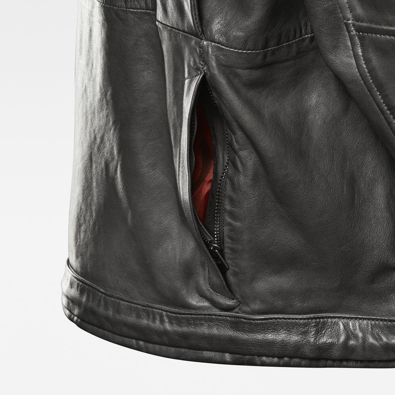 G-Star RAW® Cazadora de aviador E-Raf Leather Gris detail shot