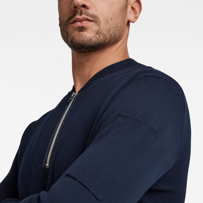 G-Star RAW® Sleeve Pocket Half Zip knitted Sweater Dark blue detail shot