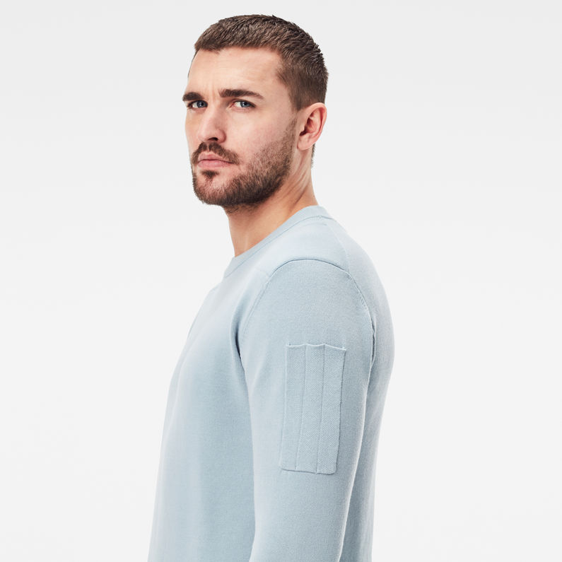 G-Star RAW® Sleeve Pocket Knitted Sweater Light blue detail shot