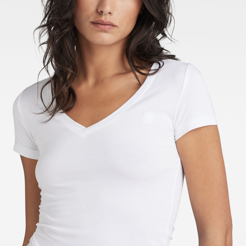 G-Star RAW® Basic V-Neck Cap Sleeve T-Shirt Blanc