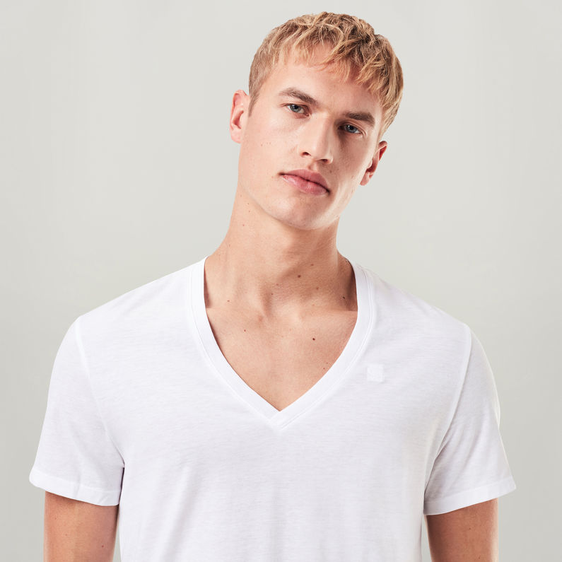 Slim Fit V-neck Tee Shirt (2-pack) - White