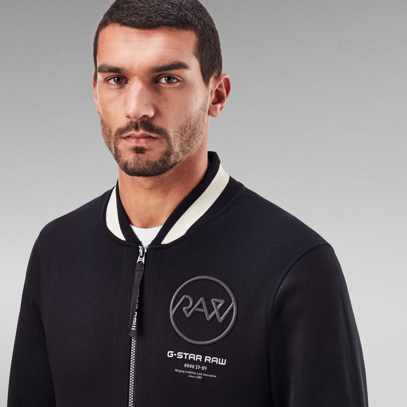G-Star RAW® Baseball Zip Through Sweater Zwart