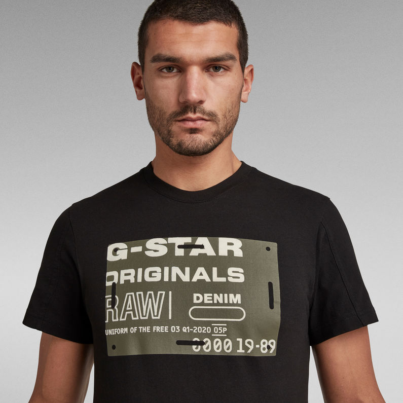 G-Star RAW® T-shirt Flock Badge Graphic Noir