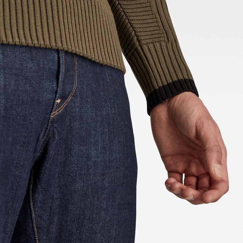 G-Star RAW® 3D Biker Knitted Sweater Green detail shot