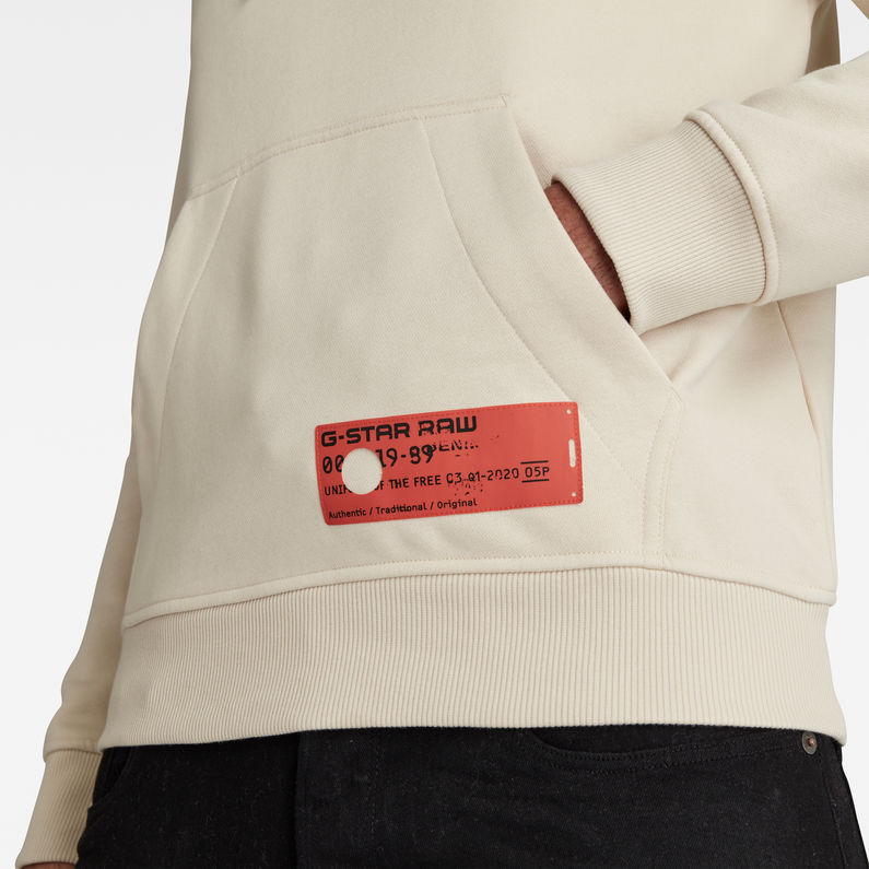 G-Star RAW® G-Star Hooded Sweater Beige detail shot
