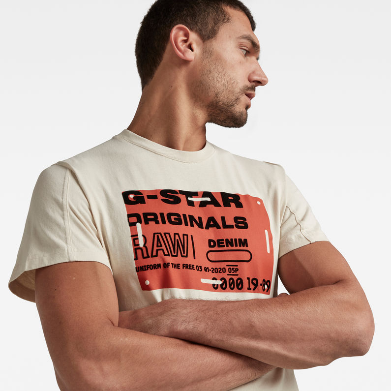 G-Star RAW® Flock Badge Graphic T-Shirt Beige
