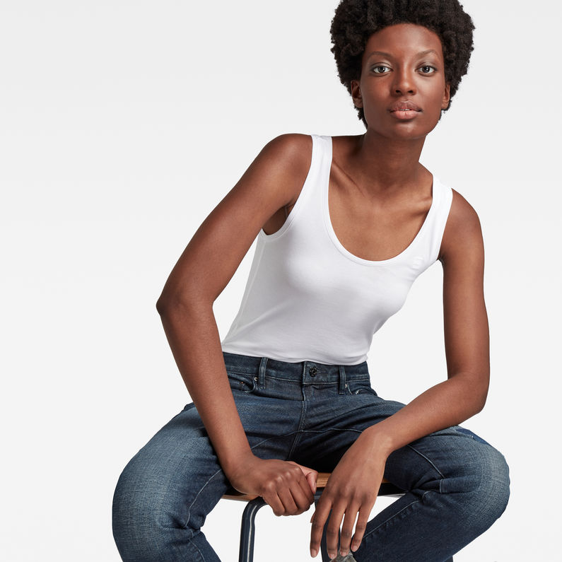 G-Star RAW® Basic Round Neck Tanktop Blanc detail shot