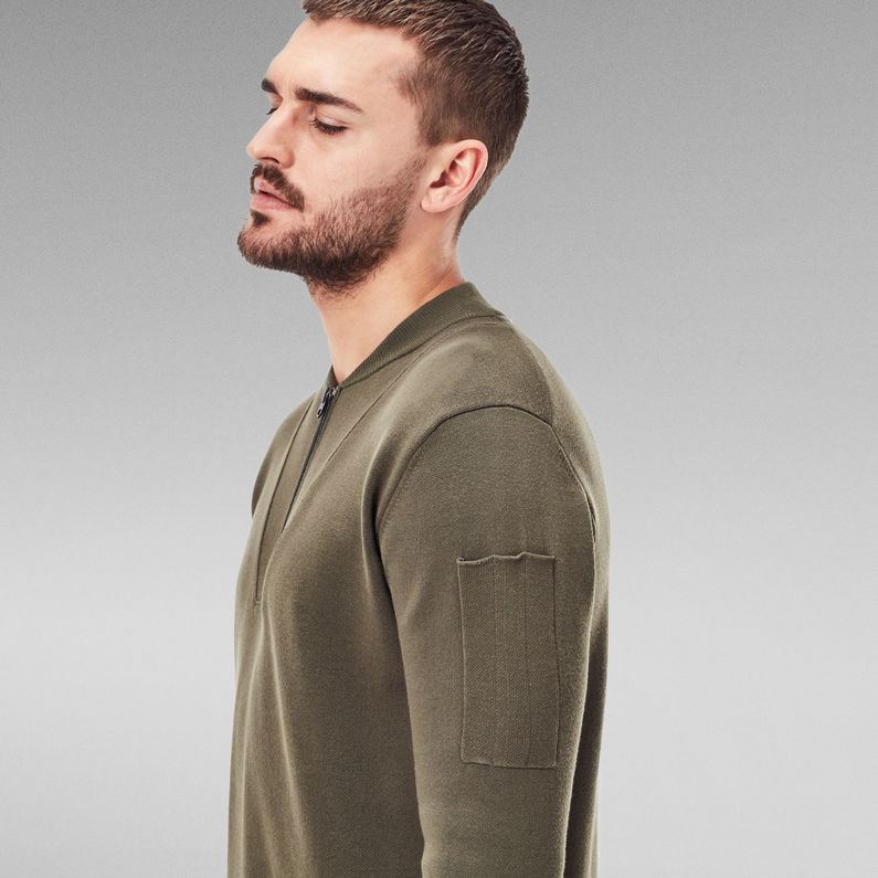G-STAR® Sleeve Pocket Half Zip knitted Sweater Green
