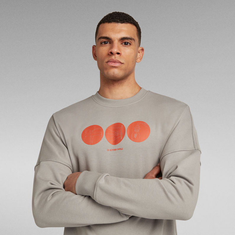 G-STAR® Dropped Shoulder Objects Graphic Sweater Grey